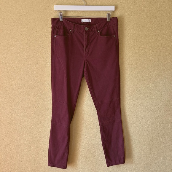 LOFT Pants - Loft Women's Legging Button Ankle Pants Burgundy Size 6